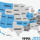 Illustration for article titled Map: Six Decades of the Most Popular Names for Girls, State-by-State